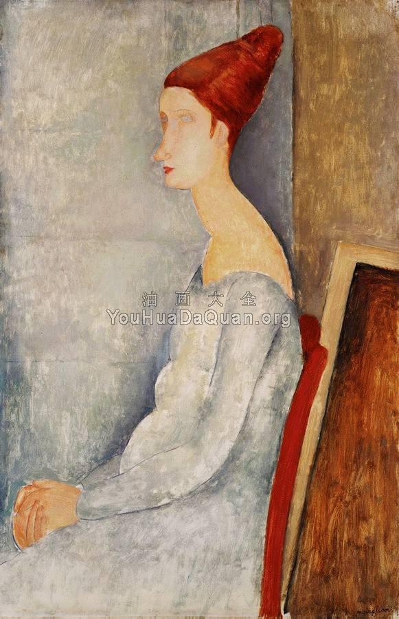 Jeanne Hbuterne Seated in Profile - 阿米地奥·莫迪里阿尼